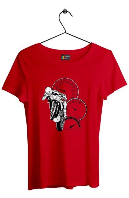 Футболка жіноча з принтом "Мотоцикл Швидкість Чорний". Мото, мотоцикл, розгін, швидкість. 2070702