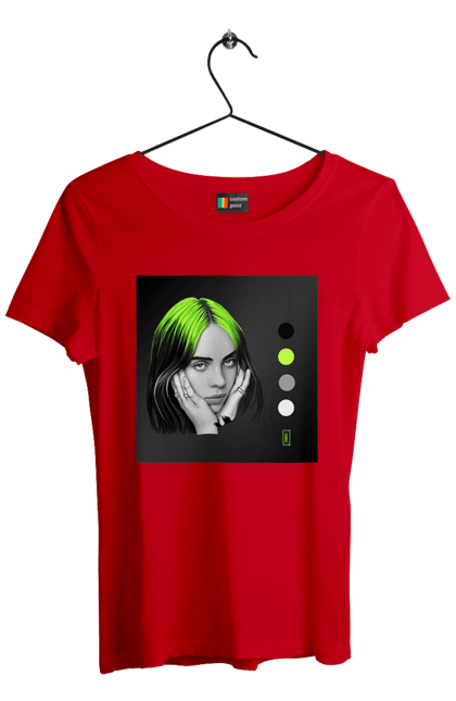 Футболка жіноча з принтом "Біллі Ейліш". Біллі, біллі ейліш, ейліш. 2070702