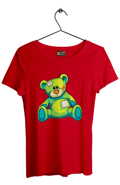 Women's t-shirt with prints Teddy bear. Animal, bear, gift, kisses, old, patches, teddy, teddy bear, toy, vintage. 2070702