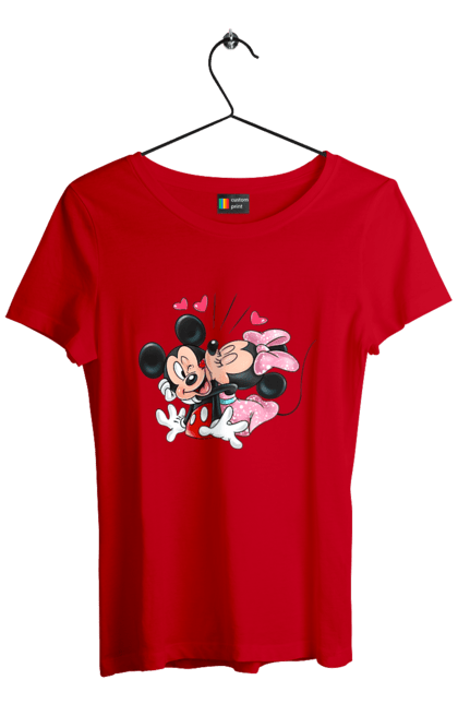 Футболка женская с принтом Микки Маус и Минни Маус. Mickey mouse, minnie mouse, дисней, микки, микки маус, минни маус, мультфильм. 2070702