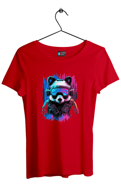 Футболка жіноча з принтом "Панда в VR шолом". Віртуальна реальність, гік, панда, персонаж, шолом. 2070702