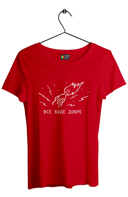 Футболка жіноча з принтом "Все буде добре". Бандера смузі, війна, все буде добре, гумор, з тризубом, зсу, патріотична, прикольна, смішна. 2070702