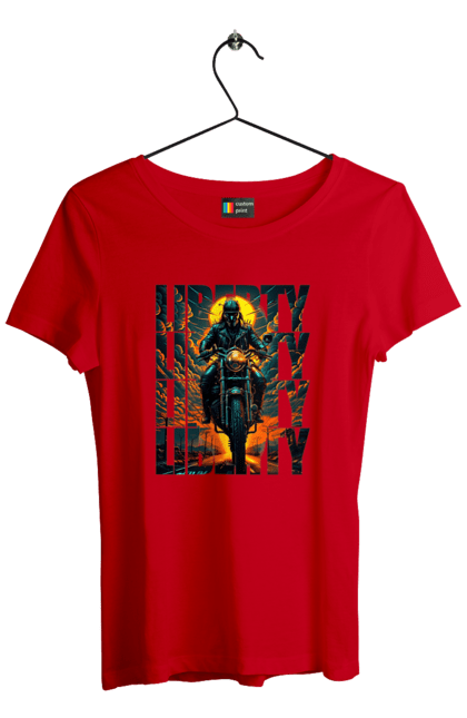 Футболка жіноча з принтом "Байкер". Байкер, мотоцикліст, подорожі, свобода, туризм. 2070702