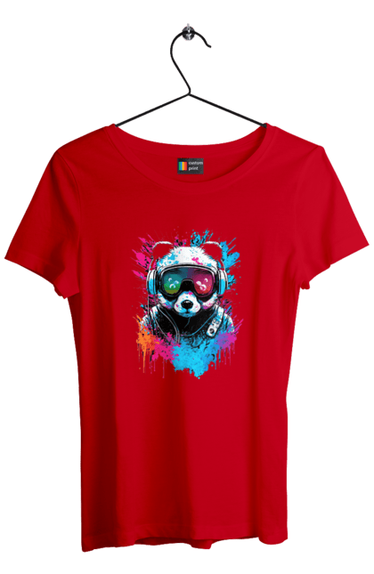 Футболка жіноча з принтом "Панда в VR шолом". Віртуальна реальність, гік, панда, персонаж, шолом. 2070702