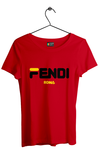 Футболка женская с принтом Fendi. Fendi, lvmh, бренд, дом моды, италия, люкс, мода, одежда, сумка, фенди. 2070702