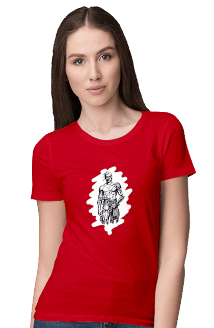 Футболка жіноча з принтом "Кіборги україни". Вуса, зброя, кіборг, козак, патріот, пістолет, українець, чуб. 2070702