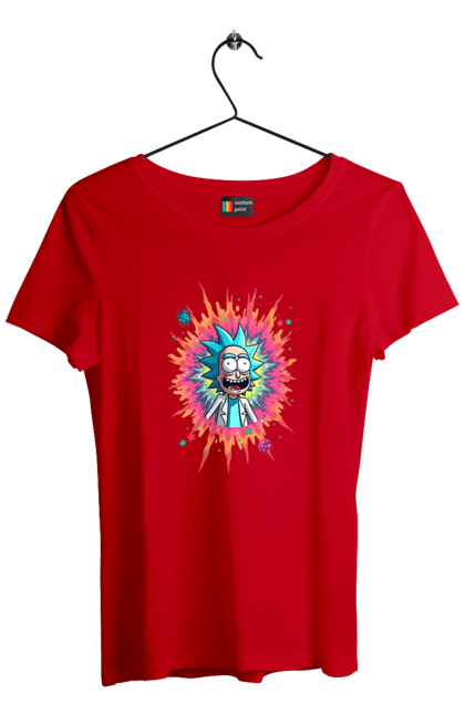 Women's t-shirt with prints Rick and Morty. Adventures, black humor, cartoon, rick, rick and morty, sci-fi, tragicomedy. 2070702