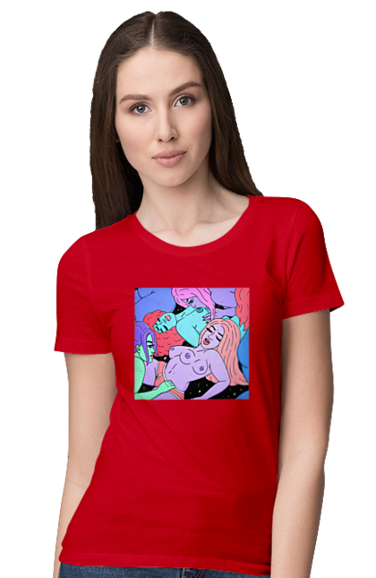 Women`s t-shirt with prints Alien Girls. Aliens, girls, multicolored, space. 2070702