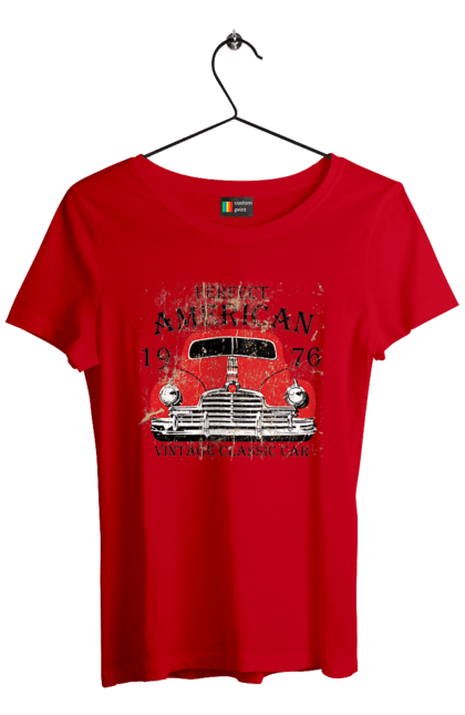 Футболка жіноча з принтом "Машина вінтаж, 1976". 1976, вінтаж, машина. 2070702