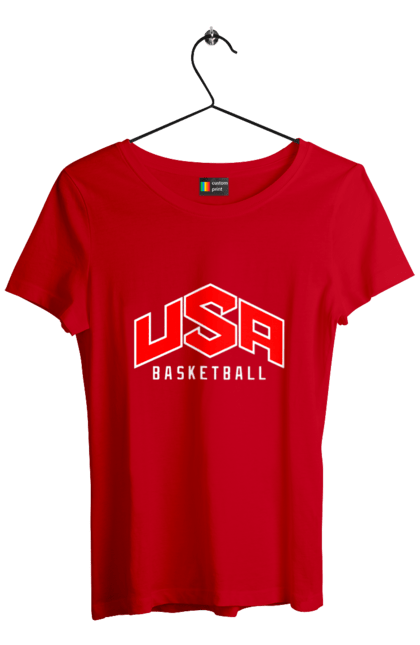 Футболка жіноча з принтом "Баскетбол США". Basketball, usa, usa basketball, баскетбол, команда, спорт, спортивна команда, сша. 2070702