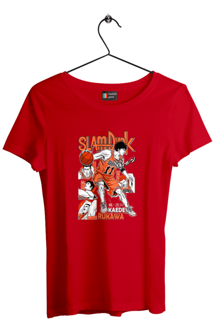 Women's t-shirt with prints Slam Dunk Kaede Rukawa. Anime, basketball, comedy, kaede rukawa, manga, school, shonen, slam dunk, sports anime. 2070702