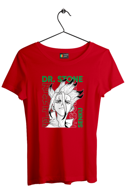 Футболка жіноча з принтом "Dr. Stone Сенку". Dr. stone, ishigami, senku, senku ishigami, аніме, доктор стоун, ісіґамі, ісіґамі сенку, манга, сенку. 2070702