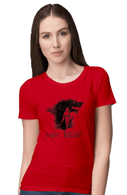 Women's t-shirt with prints Game of Thrones Arya. Arya, game, got, not today, stark, starks, thrones, tv show, wolf, wolves. 2070702