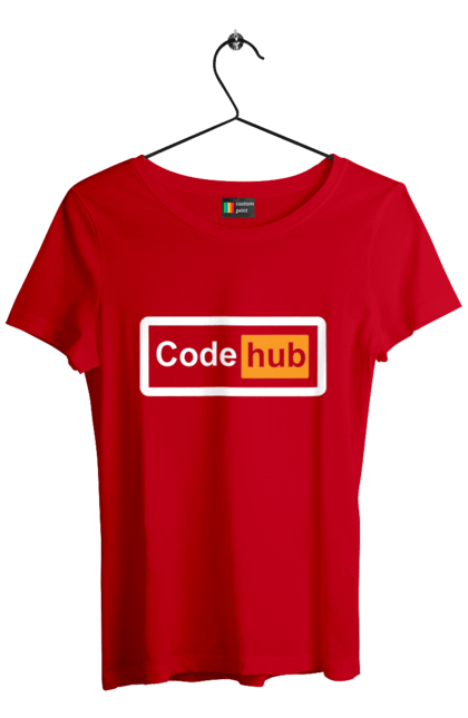Футболка жіноча з принтом "Код хаб". Айті, айтішник, для айтішника, для програміста, код хаб, подарунок айтішнику, подарунок програмісту, програміст, розробник. 2070702