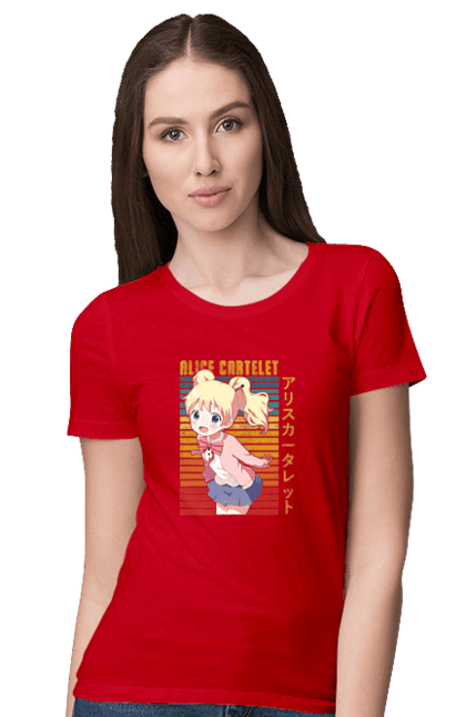 Футболка жіноча з принтом "Золота мозаїка Аліса Картелет". Alice cartelet, anime, kiniro mosaic, kinmoza, manga, аліса, аліса картелет, аніме, золота мозаїка, манга. 2070702