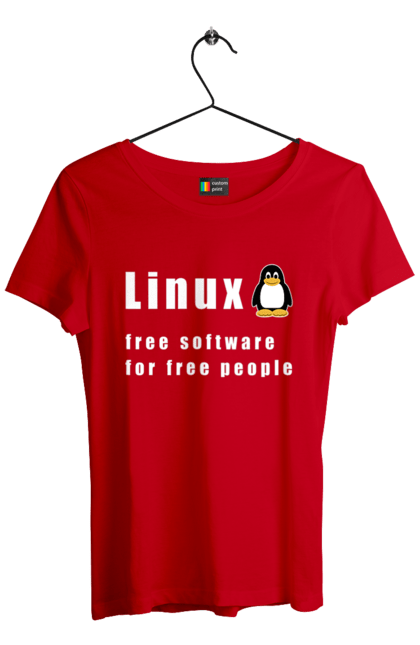 Футболка женская с принтом Linux Свободный Для Свободных. Linux, администратор, айти, айтишник, белый, бесплатная, бесплатно, доступность, независимость, операционная система, ос, пингвин, программист, программное обеспечение, свобода, свободная, сервер, сисадмин, система, системный администратор, софт, текст. 2070702