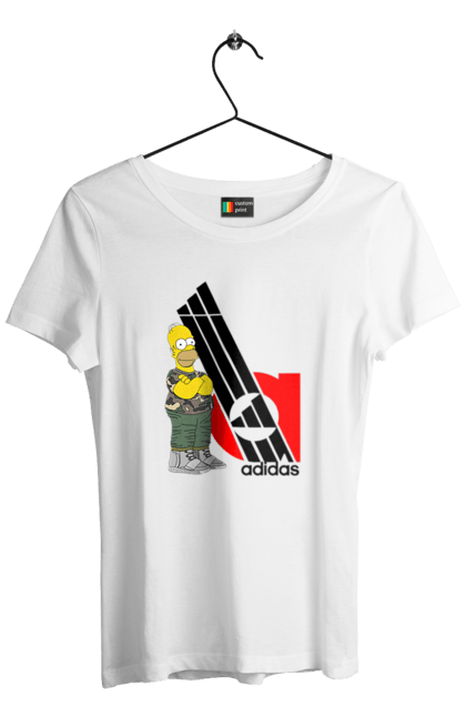 Women's t-shirt with prints Adidas Homer. Adidas, animated series, homer, simpson, tv series. 2070702