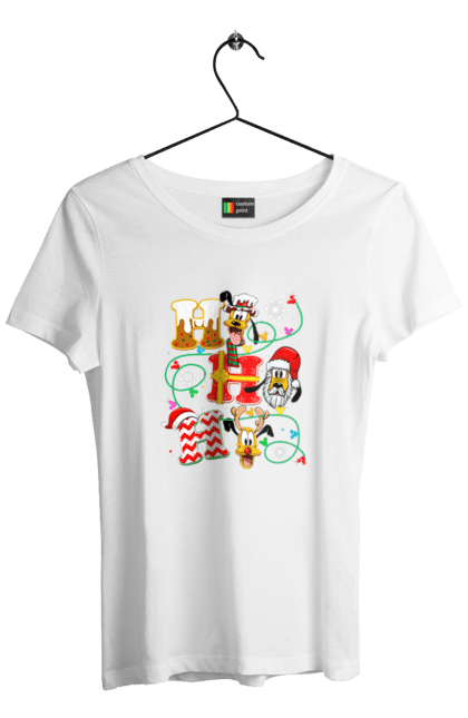 Women's t-shirt with prints Merry Christmas. Cartoon, christmas, christmas, deer, disney, holiday, merry christmas, santa. 2070702