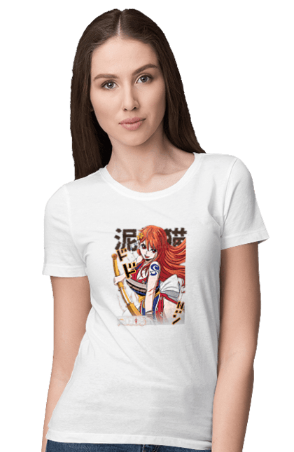 Women's t-shirt with prints One Piece Nami. Anime, cat burglar, manga, nami, one piece, straw hat pirates. 2070702