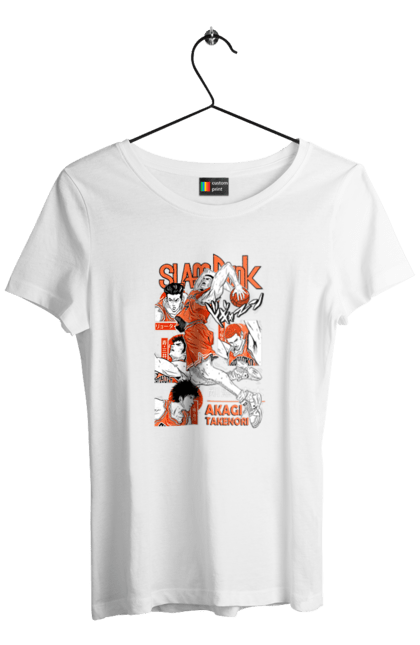 Women's t-shirt with prints Slam Dunk Takenori Akagi. Anime, basketball, comedy, manga, school, shonen, slam dunk, sports anime, takenori akagi. 2070702