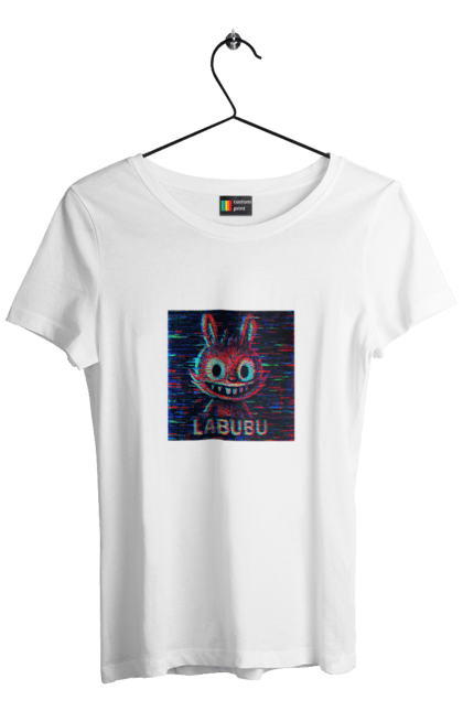Футболка жіноча з принтом "Лабубу". Crt, rgb, глітч, кіберпанк, лабубу, пікселі, ретро, спотворення, цифрове мистецтво, шум. 2070702