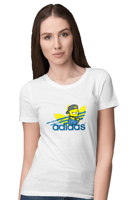 Футболка женская с принтом Adidas Барт. Adidas, bart, адидас, барт, симпсон. 2070702