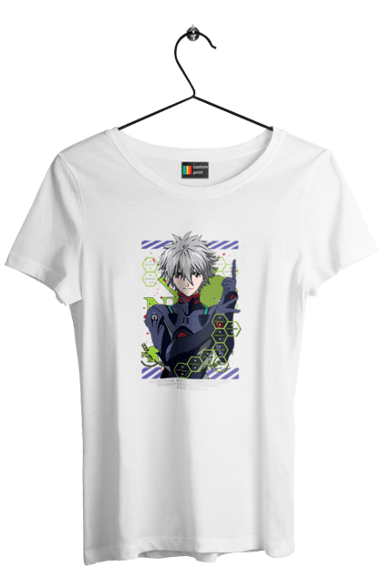 Футболка жіноча з принтом "Євангеліон Каору". Kaworu, kaworu nagisa, neon genesis evangelion, nerv, аніме, єва, євангеліон, каору, каору наґіса, манга. 2070702