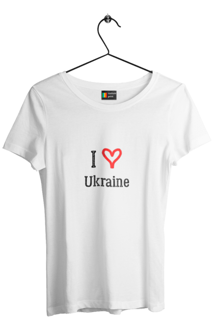 Футболка жіноча з принтом "Я люблю Україну". Війна, патріот, українець, ураїна, я українець. futbolka.stylus.ua