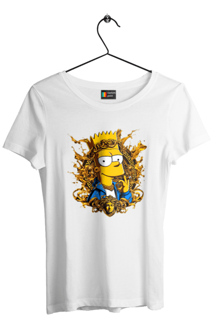 Women's t-shirt with prints Bart Simpson Versace. Bart, cartoon, serial, simpson, versace. 2070702