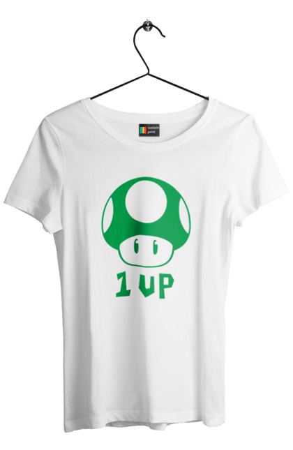 Футболка жіноча з принтом "1UP Maрio". Mario bros, nintendo, гра, маріо, персонаж. 2070702