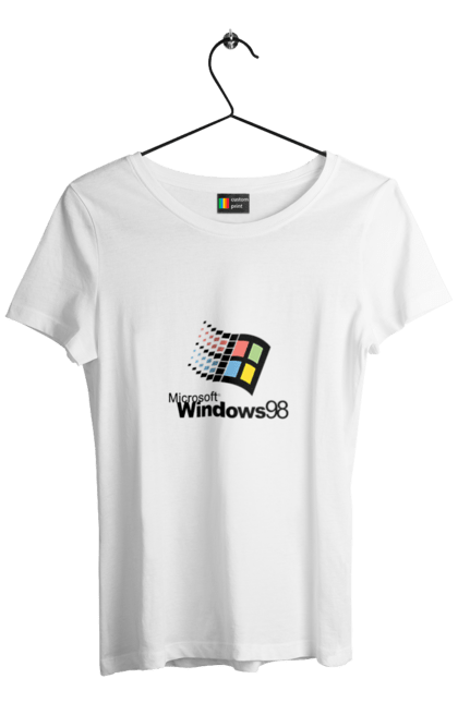 Футболка жіноча з принтом "Windows98". Angular, c, css, html, it, javascript, jquery, php, python, react, svelt, vue, айтишник, айті, гумор, код, кодувати, прогер, програміст, програмісти, ти ж, ти ж програміст, тиж програміст. 2070702