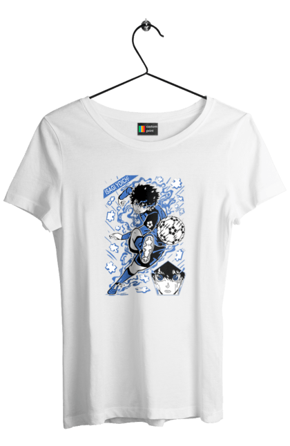 Women's t-shirt with prints Blue Lock Isagi Yoichi. Anime, blue lock, blue prison, manga, sport, sports anime, yoichi isagi. 2070702