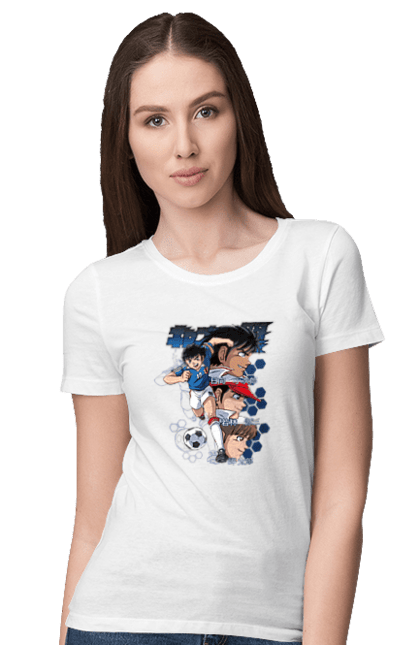 Футболка жіноча з принтом "Капітан Цубаса". Anime, captain tsubasa, аніме, джамп, капітан цубаса, манга, цубаса одзора. 2070702