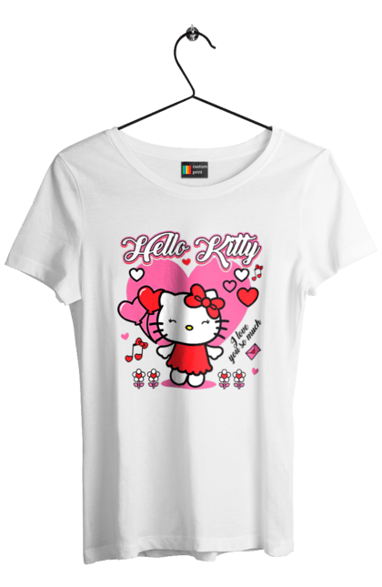 Футболка жіноча з принтом "Хелло Кітті". Hello kitty, бренд, кіт, кошеня, персонаж, хелло кітті. 2070702