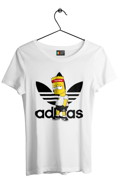 Футболка жіноча з принтом "Adidas Барт". Adidas, bart, адідас, барт, мультфільм, серіал, сімпсон. 2070702