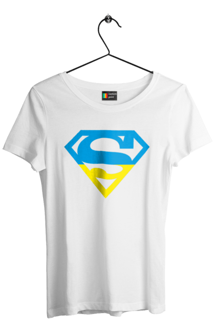 Футболка жіноча з принтом "Україна супер". Символіка, супер, україна. 2070702