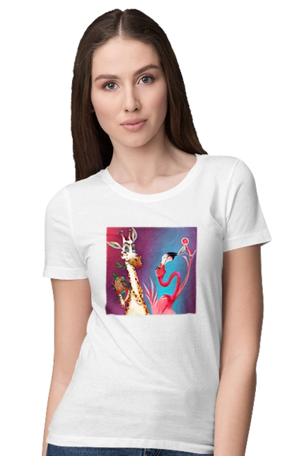 Giraffe And Flamingo At The Party