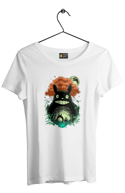 Women's t-shirt with prints Totoro. Adventures, anime, comedy drama, fantasy, film, my neighbor totoro, tv series. 2070702