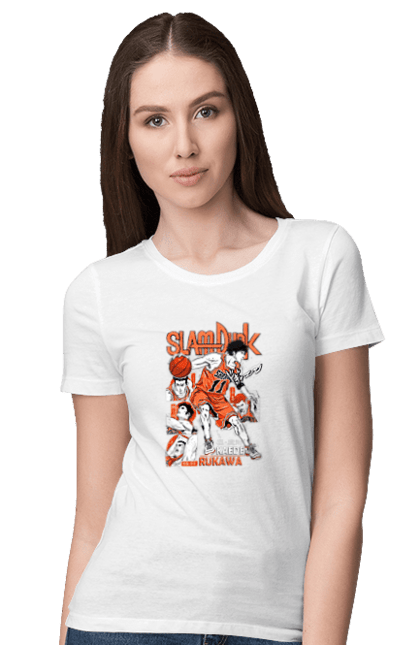 Women's t-shirt with prints Slam Dunk Kaede Rukawa. Anime, basketball, comedy, kaede rukawa, manga, school, shonen, slam dunk, sports anime. 2070702