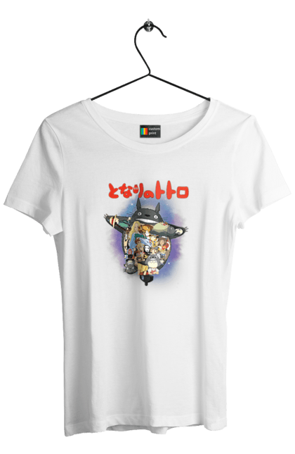 Women's t-shirt with prints Totoro. Adventures, anime, comedy drama, fantasy, film, my neighbor totoro, tv series. 2070702