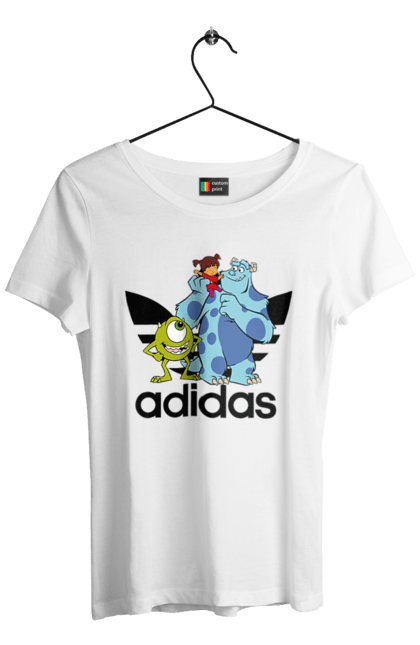 Футболка жіноча з принтом "Adidas Корпорація монстрів". Adidas, monsters inc, pixar, адідас, корпорація монстрів, мультфільм. 2070702