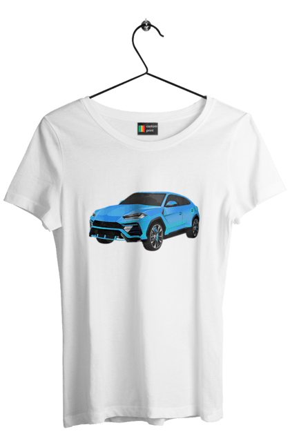Футболка жіноча з принтом "Ламборгіні Урус". Автомобіль, ламборгіні, ламборгіні урус, урус. 2070702