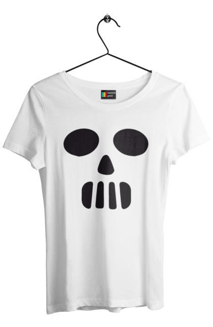 Women's t-shirt with prints Halloween pumpkin face. Costume, halloween, holiday, october, october 31, pumpkin, scary, sweets, trick or treat. 2070702