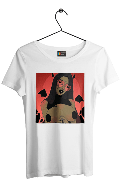 Футболка жіноча з принтом "Диявол З Цицьками". Гола, диявол, сиськи. 2070702