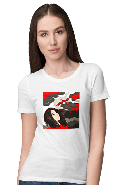 Women's t-shirt with prints Girl and dragon. Dragon, fantasy, romance, young woman. 2070702