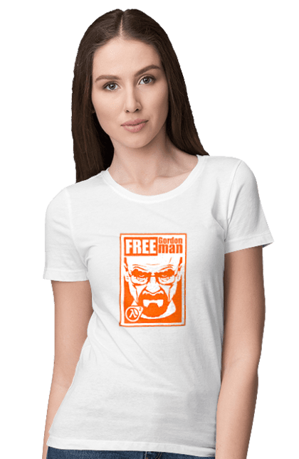 Women's t-shirt with prints Gordon Freeman half life. Classic games, computer games, game characters, games, gordon freeman, half life, shooters, video games. CustomPrint.market