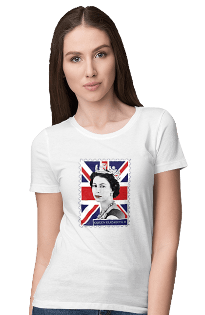 Women's t-shirt with prints Queen Elizabeth II. Britain, british, england, platinum jubilee, queen, queen elizabeth, queen elizabeth ii, rip queen elizabeth. 2070702