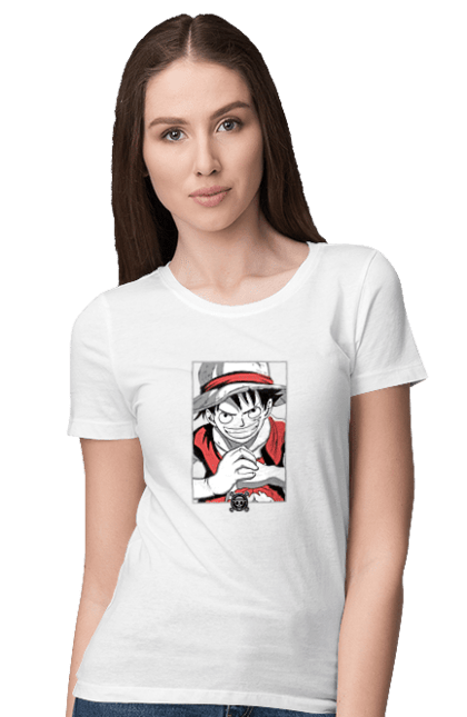 Women's t-shirt with prints One Piece Luffy. Anime, luffy, manga, monkey de luffy, one piece, pirates. 2070702