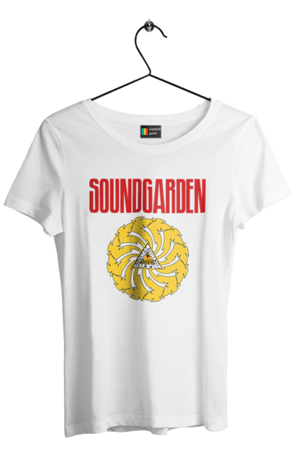 Футболка женская с принтом Soundgarden. Sound garden, soundgarden, альтернативный рок, гранж, группа, метал, музыка, рок, хард-рок. 2070702