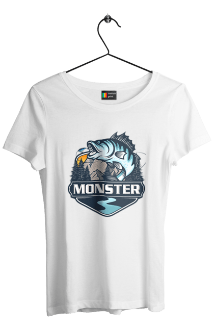 Футболка жіноча з принтом "Рибалка". Монстер, рибак, рибалка, хоббі. 2070702